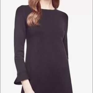 Ann Taylor Fluted Sleeve Refined Knit Dress Black